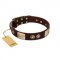 "Sense of Freedom" FDT Artisan Brown Leather Riesenschnauzer Collar with Old Bronze-Plated Studs and Plates