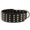 Extra Wide 4 Rows Studded Leather Riesenschnauzer Collar