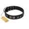 "Silver River" Designer Handmade FDT Artisan Black Leather Riesenschnauzer Collar