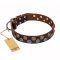 "Strong Shields" FDT Artisan leather Riesenschnauzer collar with stylish decorations