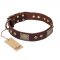 "Loving Owner" FDT Artisan Decorated Leather Riesenschnauzer Collar with Plates and Studs
