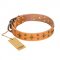 "Top-Flight" FDT Artisan Adorned Tan Leather Riesenschnauzer Collar