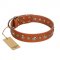 "Gorgeous Roundie" FDT Artisan Tan Leather Riesenschnauzer Collar with Chrome-plated Circles