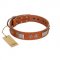 "Pawsy Glossy" FDT Artisan Exclusive Tan Leather Riesenschnauzer Collar 1 1/2 inch (40 mm) wide