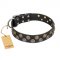 "Romantic Breeze" FDT Artisan Black Leather Riesenschnauzer Collar with Sparkling Circles