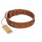 "Splendid Armor" Premium Quality FDT Artisan Tan Designer Riesenschnauzer Collar with Shields and Stars