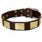 Handcrafted Leather Riesenschnauzer Collar With Vintage Massive Plates