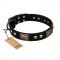 "Biker Style" FDT Artisan Black Leather Riesenschnauzer Collar with Old Bronze Look Plates and Skulls
