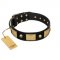 "Black Corsair" FDT Artisan Leather Riesenschnauzer Collar with Old Bronze-like Skulls and Plates