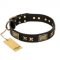 "Passion for Style and Beauty" FDT Artisan Decorated Black Leather Riesenschnauzer Collar