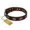 "Chocolate kiss" FDT Artisan Leather Riesenschnauzer Collar with Old Bronze Look Oval Plates