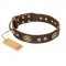 "One-of-a-Kind" FDT Artisan Handmade Decorated Brown Leather Riesenschnauzer Collar