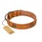 "Sun Beams" FDT Artisan Tan Leather Riesenschnauzer Collar with Decorations