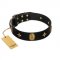 "Star Powder" FDT Artisan Black Leather Riesenschnauzer Collar with Ovals and Stars - 1 1/2 inch Wide