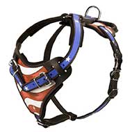 American Flag Painted Leather Riesenschnauzer Harness for Agitation Training