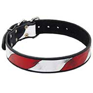 Riesenschnauzer Leather Collar With Handcrafted American Flag Painting