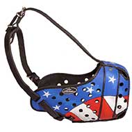 American Pride Painted Leather Riesenschnauzer Muzzle for Protection Training