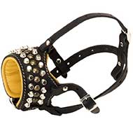 Posh Studs and Cones Handmade Leather Riesenschnauzer Muzzle