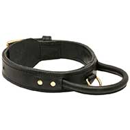 Extra Durable Leather Riesenschnauzer Collar with Handle for Attack Training