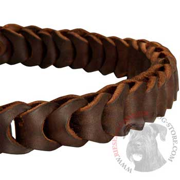 Riesenschnauzer Leather Choke Collar Braided 