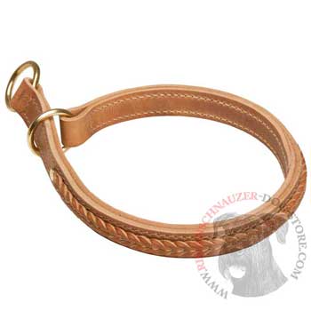 Riesenschnauzer Obedience Training Choke Braided  Leather Collar