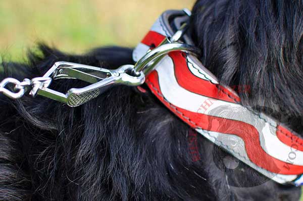 Steel Nickle Plated D-ring for Quick Lead Attachment to Riesenschnauzer Leather Collar