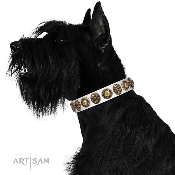 Adjustable full grain genuine leather collar for your attractive doggie