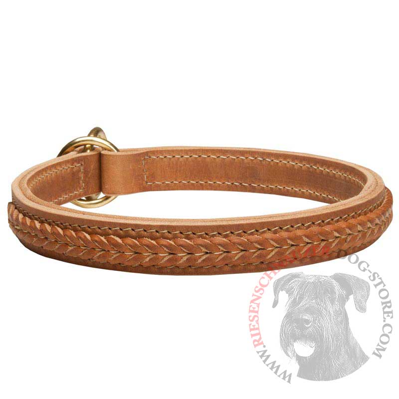 Gorgeous 2 Ply Leather Choke Riesenschnauzer Dog Breed Collar