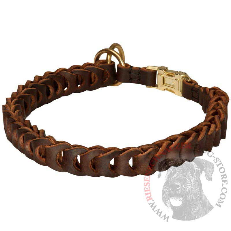 Riesenschnauzer Choke Leather Collar Braided