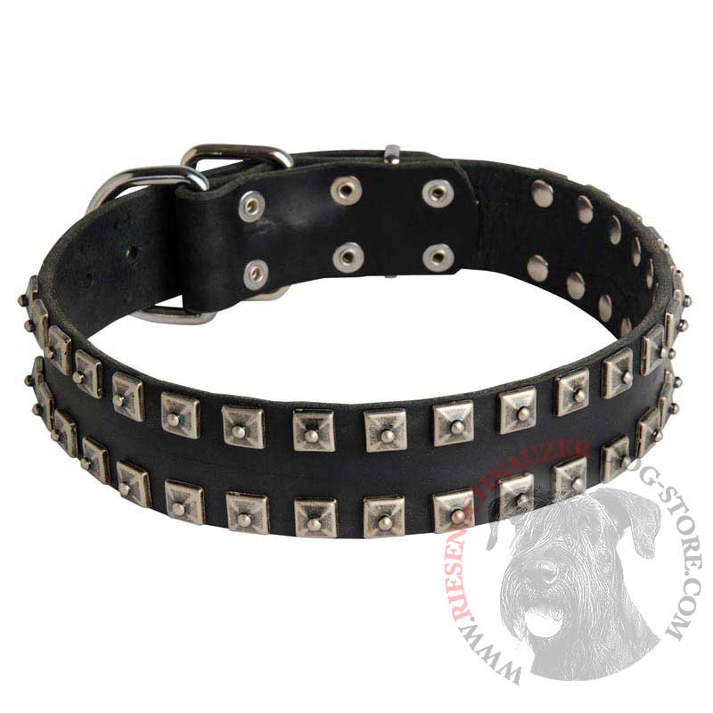 New Leather Riesenschnauzer Collar - Fashion Exclusive Design - "Caterpillar"