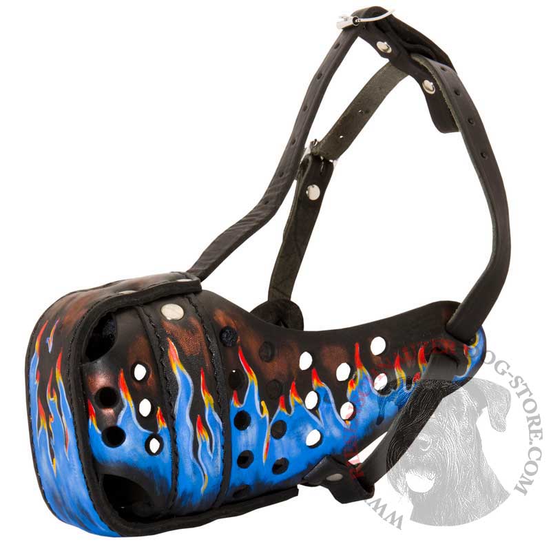 Ergonomic Design Leather Riesenschnauzer Muzzle for Agitation Training