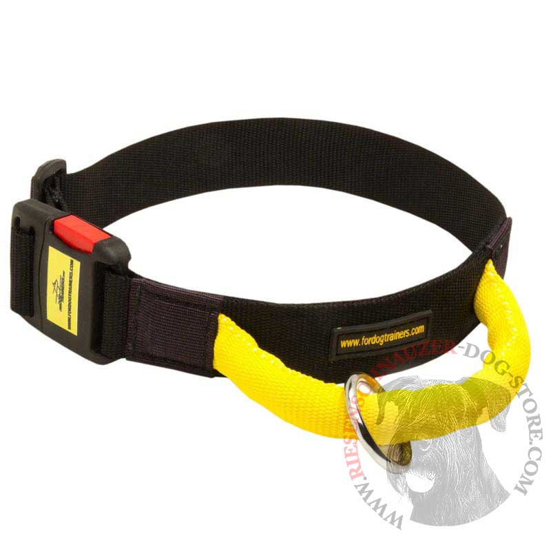 Gorgeous Wide Nylon Riesenschnauzer Collar With Quick Release Buckle and Handle