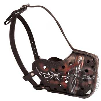 Training Leather Riesenschnauzer Muzzle with Perfect Ventilation