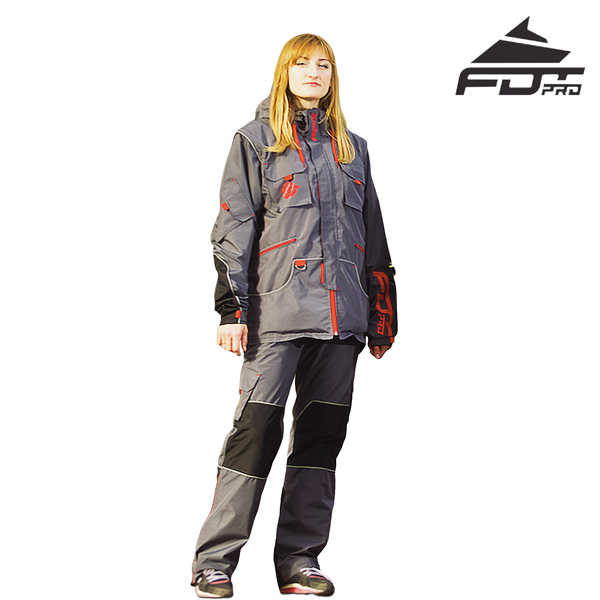 Protection Dog Tracking Suit of Grey Color for Any Weather Use