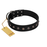 "Flower Rhapsody" FDT Artisan Premium Quaulity Black Leather Riesenschnauzer Collar