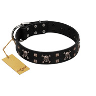 "Black Jack" Stylish Handmade FDT Artisan Black Leather Riesenschnauzer Collar