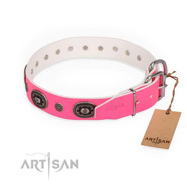 Everyday walking inimitable dog collar with rust-proof buckle