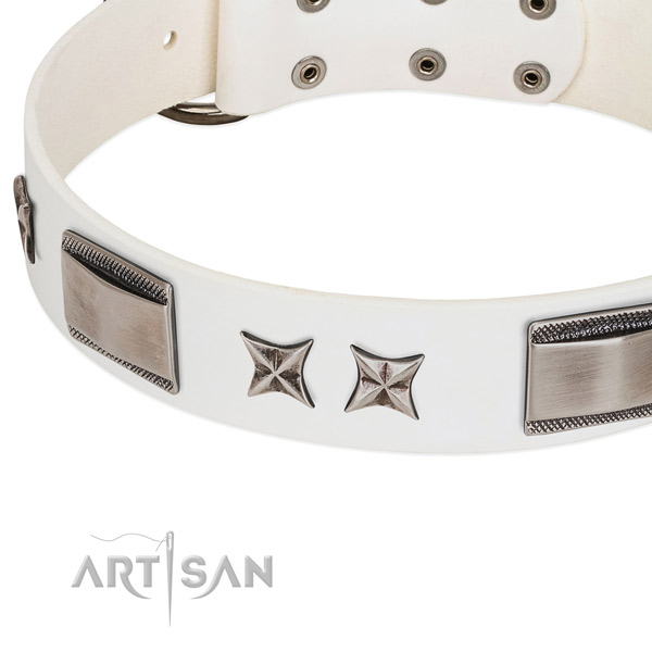 High quality leather dog collar with strong buckle