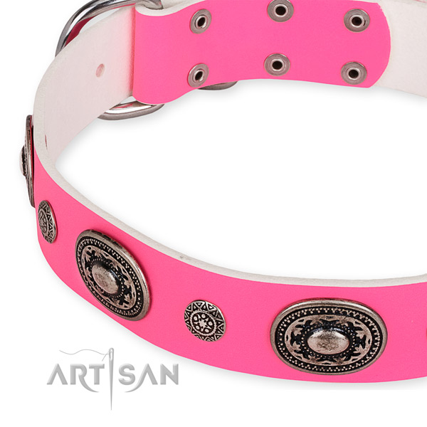 Reliable full grain genuine leather dog collar made for your attractive pet