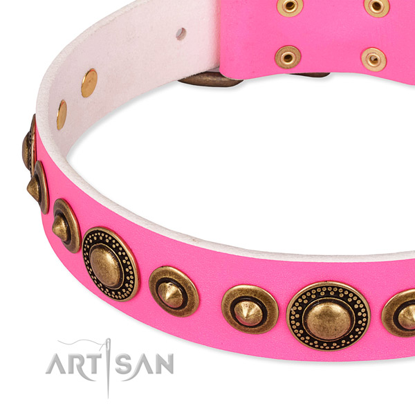 Flexible full grain genuine leather dog collar handcrafted for your lovely dog