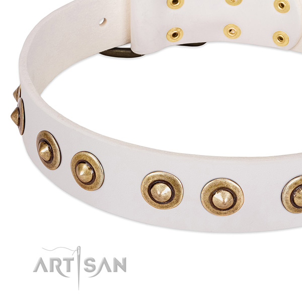 Reliable hardware on full grain natural leather dog collar for your pet