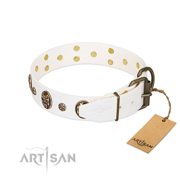 Rust resistant hardware on full grain genuine leather dog collar for your dog