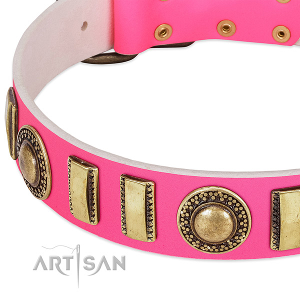 Gentle to touch full grain genuine leather dog collar for your attractive pet