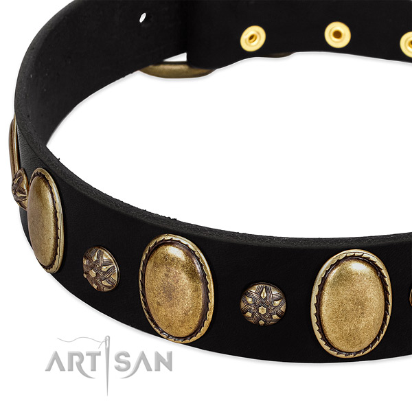 Easy wearing best quality natural genuine leather dog collar