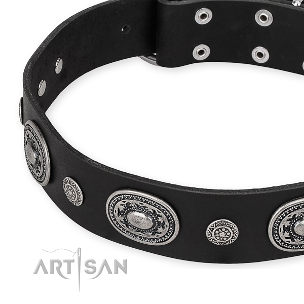 Reliable natural genuine leather dog collar made for your impressive dog