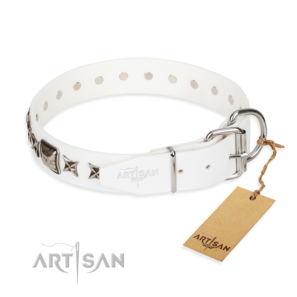 Best quality adorned dog collar of full grain natural leather