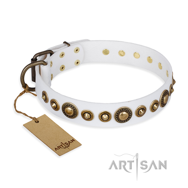 Best quality full grain natural leather collar made for your doggie