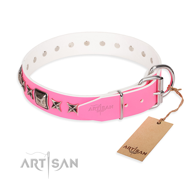 Best quality embellished dog collar of full grain leather
