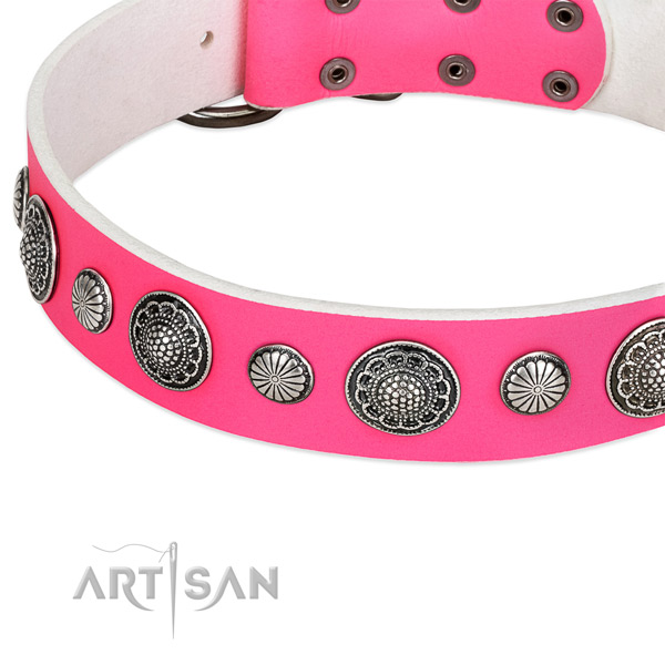 Full grain genuine leather collar with strong traditional buckle for your beautiful canine