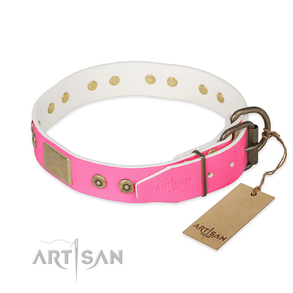 Corrosion resistant decorations on comfy wearing dog collar